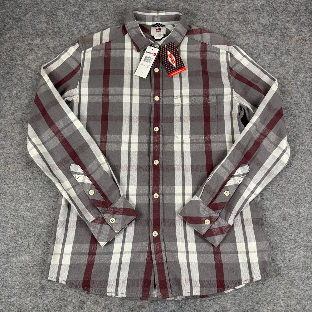 Quiksilver Motherfly Long Sleeve Flannel Shirt Button Up Plaid Mens Small S